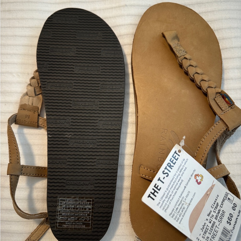 Rainbow Braided Sandals, size M (6.5-7.5), brown/expresso, never worn